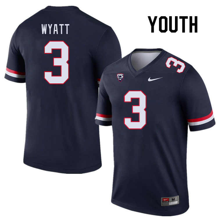 Youth #3 Dylan Wyatt Arizona Wildcats College Football Jerseys Stitched Sale-Navy - Click Image to Close